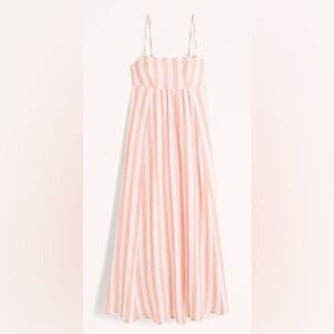 Gently used | Abercrombie | Babydoll Maxi Dress Pink & White | Size Small